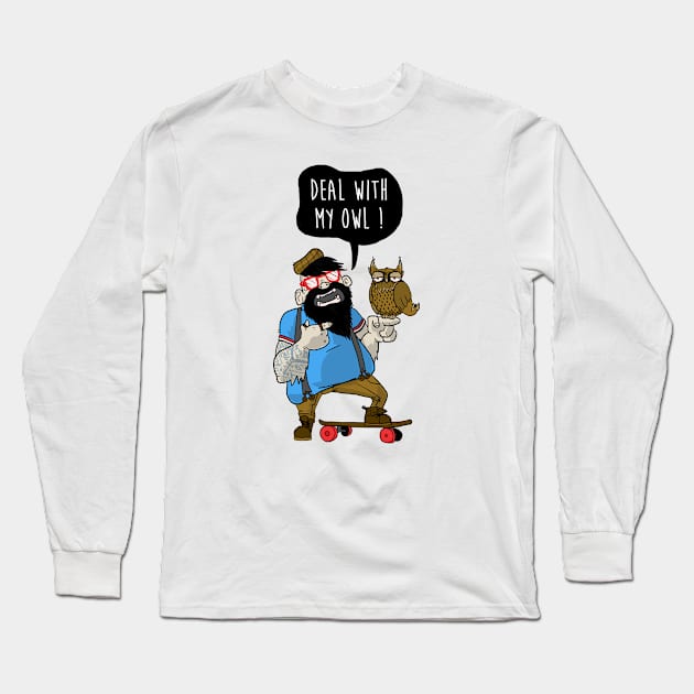 DEAL WITH MY OWL Long Sleeve T-Shirt by Bishok